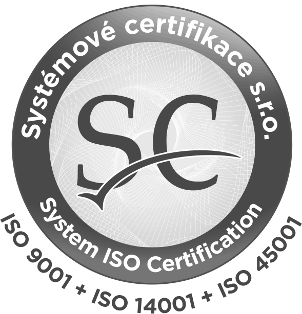 ISO 9001 + ISO 14001 + ISO 45001 černobílá